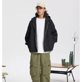 Unisex Jacket Relaxed-Fit Hoodie Top Coat Cotton Sweater Jacket